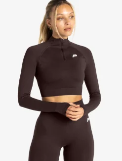Scrunch Seamless Crop 1/2 Zip Chocolate Plum