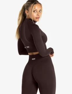 Scrunch Seamless Crop 1/2 Zip Chocolate Plum