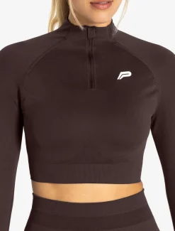 Scrunch Seamless Crop 1/2 Zip Chocolate Plum