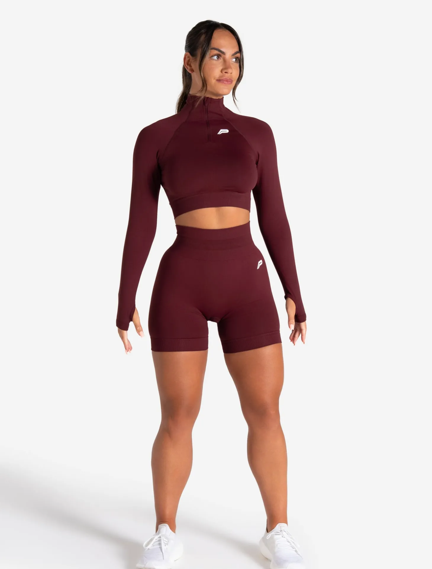 Scrunch Seamless Crop 1/2 Zip Dark Cherry