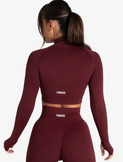 Scrunch Seamless Crop 1/2 Zip Dark Cherry