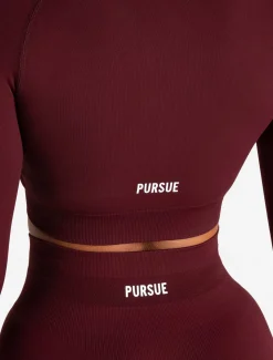 Scrunch Seamless Crop 1/2 Zip Dark Cherry