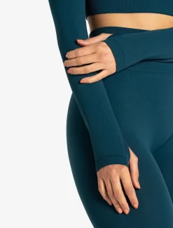 Scrunch Seamless Crop 1/2 Zip Dark Teal