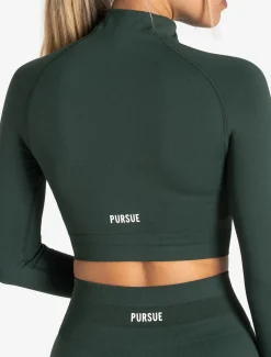 Scrunch Seamless Crop 1/2 Zip Forest Green