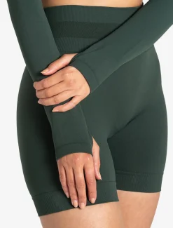 Scrunch Seamless Crop 1/2 Zip Forest Green