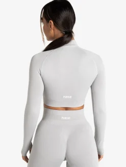 Scrunch Seamless Crop 1/2 Zip Grey