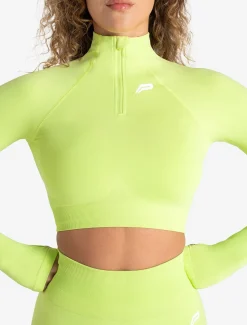 Scrunch Seamless Crop 1/2 Zip Lime Zest