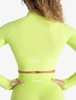 Scrunch Seamless Crop 1/2 Zip Lime Zest