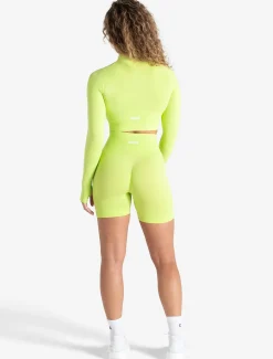 Scrunch Seamless Crop 1/2 Zip Lime Zest