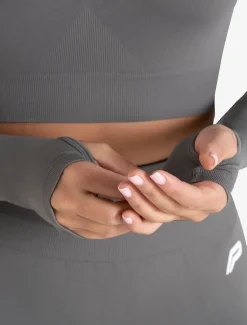 Scrunch Seamless Crop 1/2 Zip Mid Grey