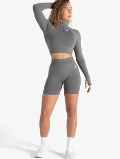 Scrunch Seamless Crop 1/2 Zip Mid Grey