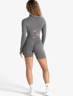 Scrunch Seamless Crop 1/2 Zip Mid Grey