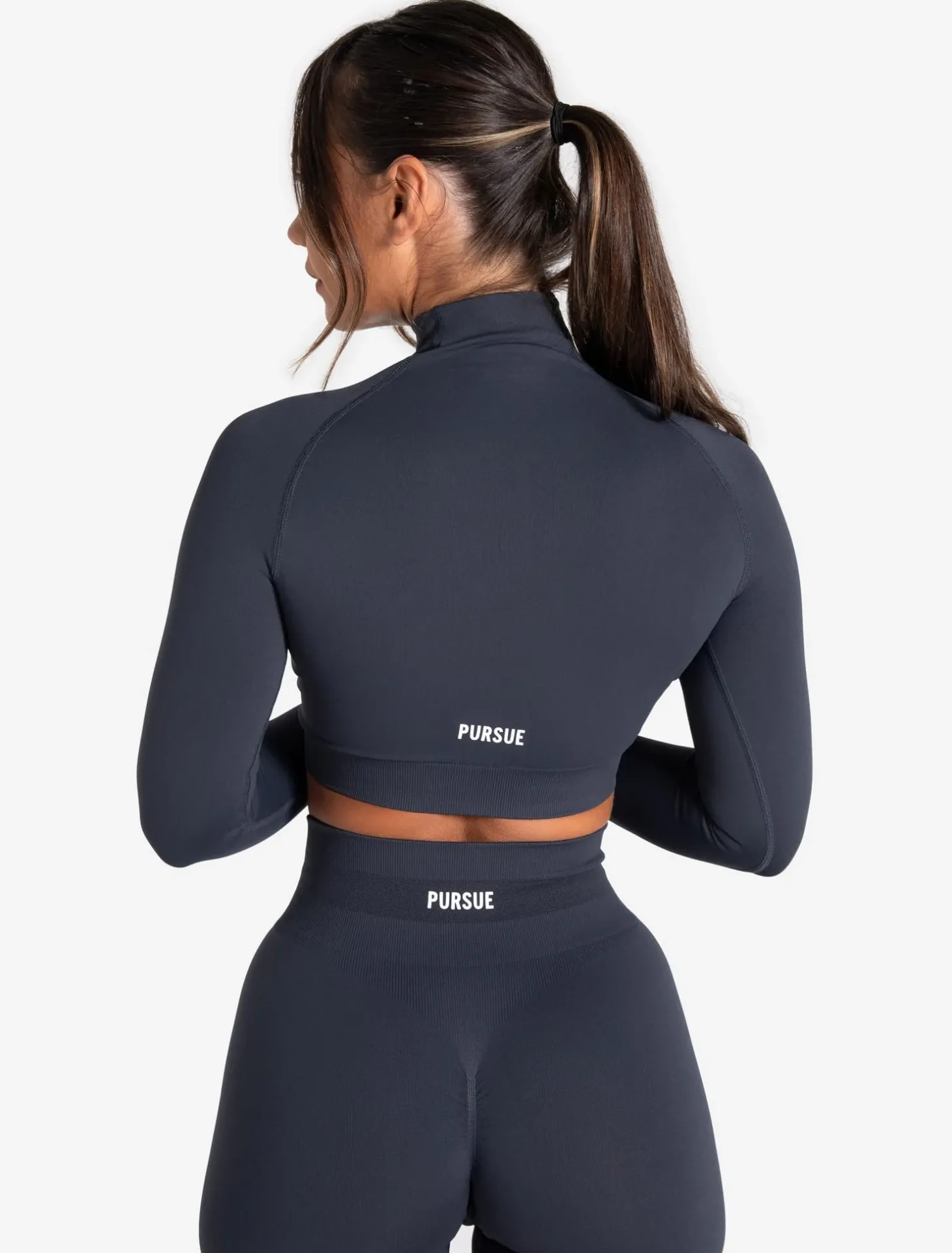 Scrunch Seamless Crop 1/2 Zip Midnight Blue