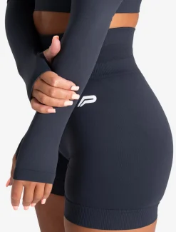 Scrunch Seamless Crop 1/2 Zip Midnight Blue