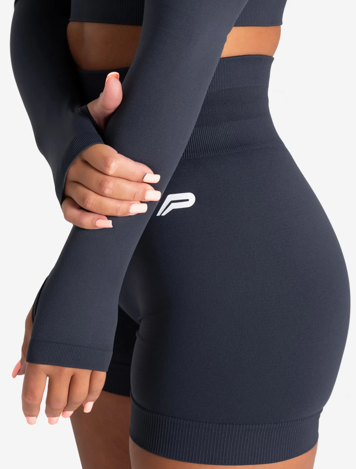 Scrunch Seamless Crop 1/2 Zip Midnight Blue