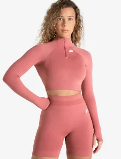 Scrunch Seamless Crop 1/2 Zip Peony Pink