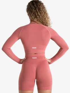 Scrunch Seamless Crop 1/2 Zip Peony Pink