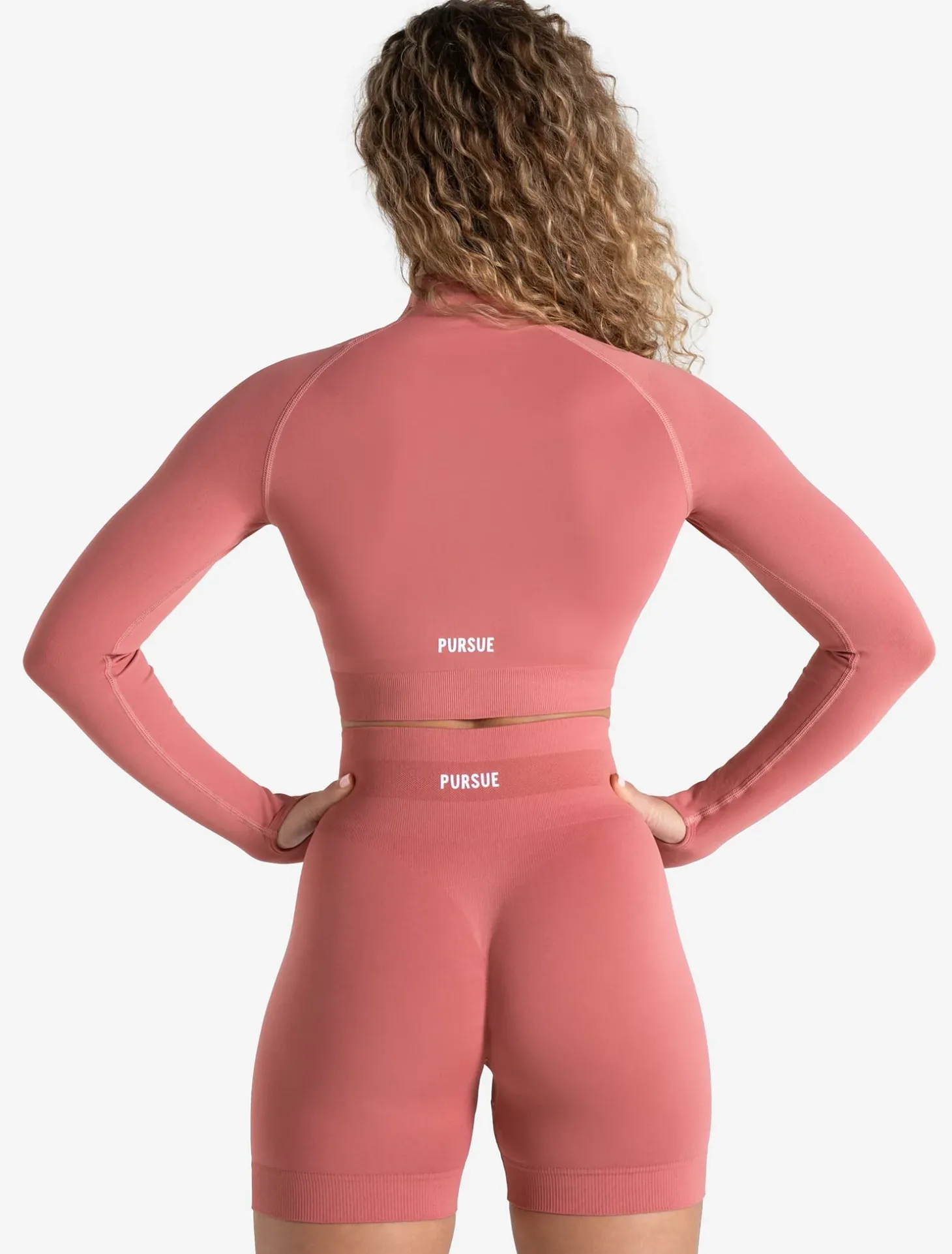 Scrunch Seamless Crop 1/2 Zip Peony Pink