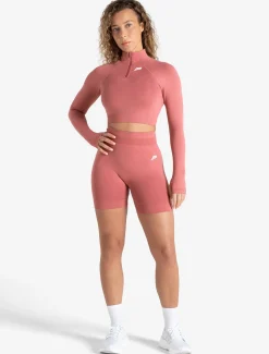 Scrunch Seamless Crop 1/2 Zip Peony Pink