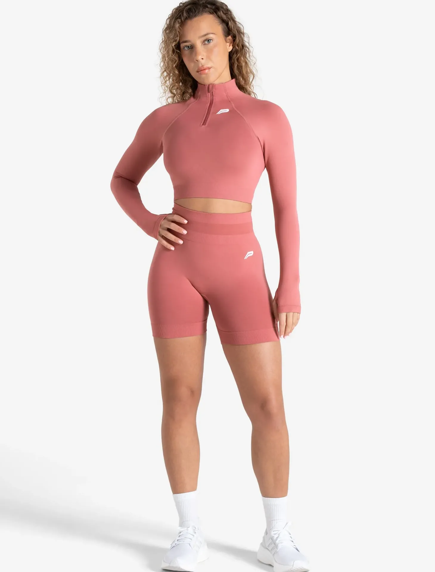 Scrunch Seamless Crop 1/2 Zip Peony Pink