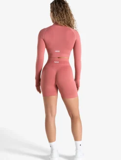 Scrunch Seamless Crop 1/2 Zip Peony Pink