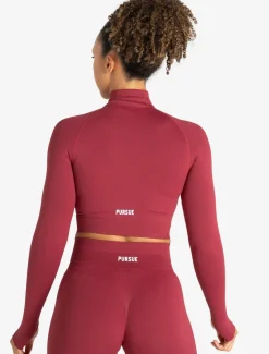 Scrunch Seamless Crop 1/2 Zip Raspberry
