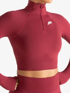 Scrunch Seamless Crop 1/2 Zip Raspberry