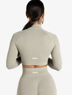 Scrunch Seamless Crop 1/2 Zip Sage