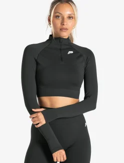 Scrunch Seamless Crop 1/2 Zip Woodland Grey
