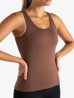 Sculpt Seamless Built-In Bra Vest Cocoa Brown