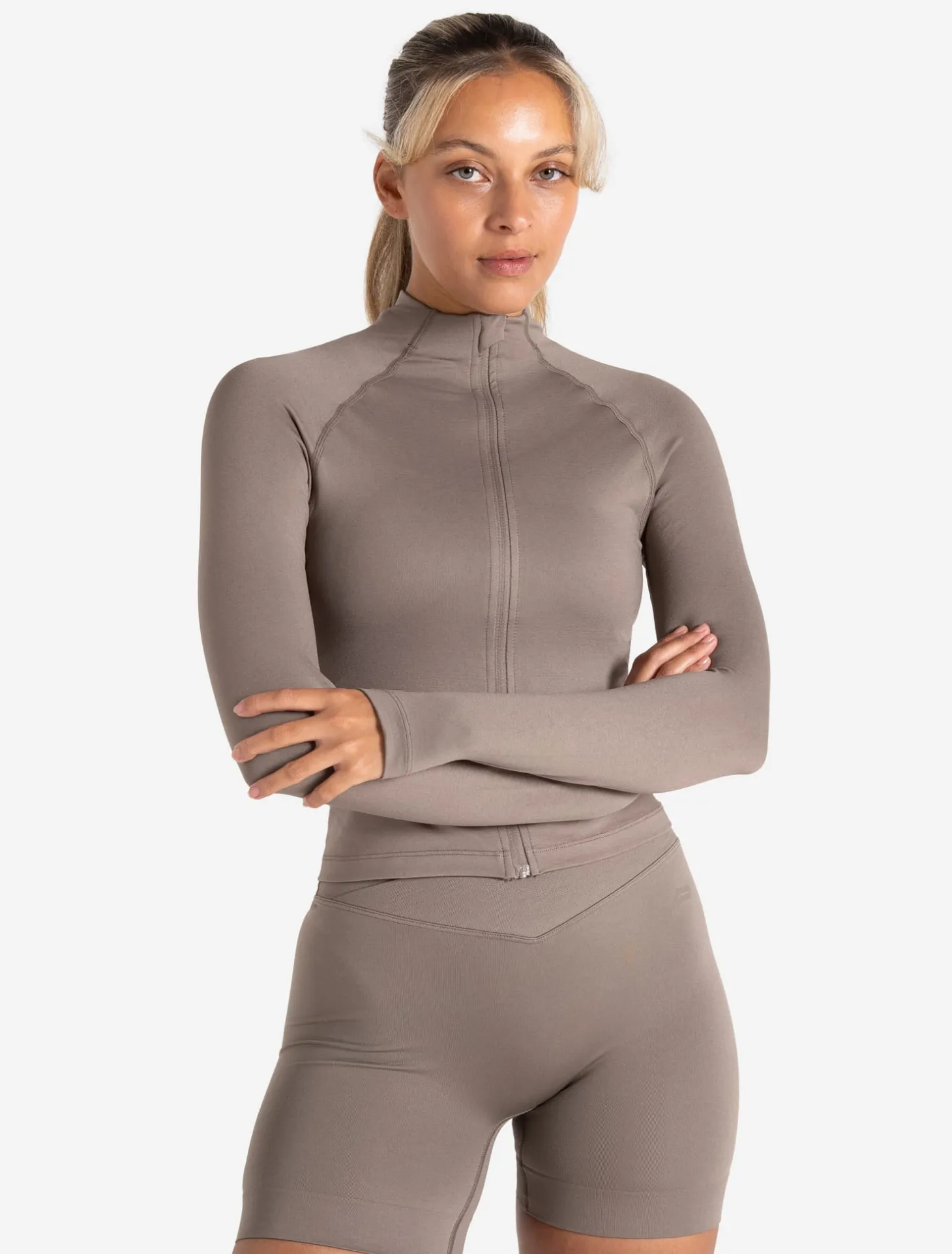 Sculpt Seamless Zip Jacket Taupe