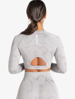 Sustainable Seamless Long Sleeve Crop Top Cloud Grey