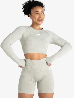 Sustainable Seamless Long Sleeve Crop Top Sage Green