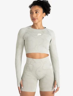 Sustainable Seamless Long Sleeve Crop Top Sage Green