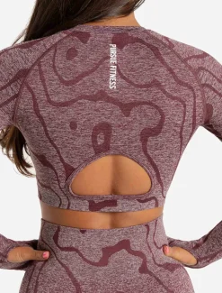 Sustainable Seamless Long Sleeve Crop Top Burgundy