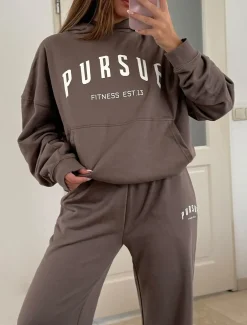 Varsity Oversized Hoodie Taupe