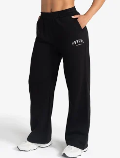 Varsity Wide Leg Joggers Black