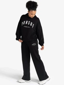 Varsity Wide Leg Joggers Black