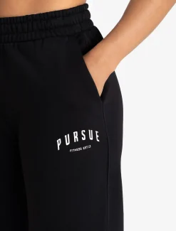 Varsity Wide Leg Joggers Black
