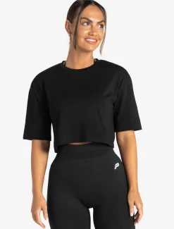 Wave Crop T-Shirt Black