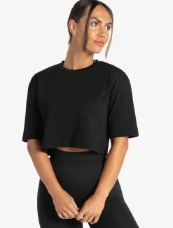 Wave Crop T-Shirt Black